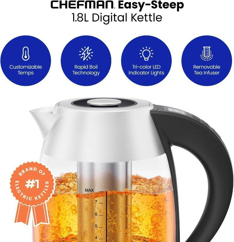 lot 439 image: Chefman 1.8L Digital Electric Glass Kettle