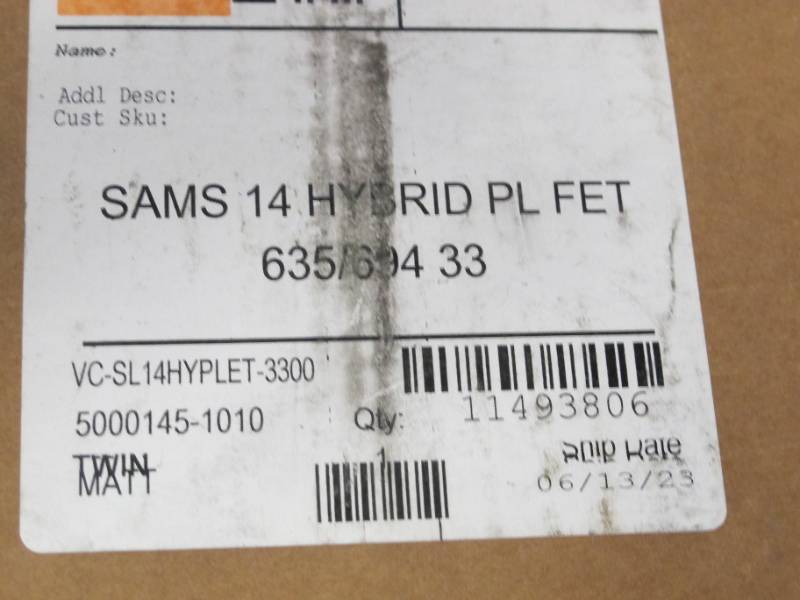lot 139 image: NEW Sealy Embody 14 Medium Soft Hybrid Mattress - TWIN