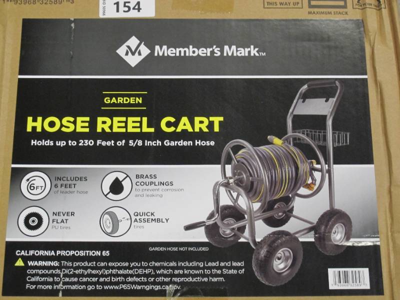NEW Member's Mark Garden Hose Reel Cart with Steel Basket, Sky Group  September to Remember Auction 2 - Summer and Fall Galore!!