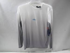 lot 264 image: NEW Habit Mens Mathew Falls Long Sleeve Quick Dry Performance Tee - Fading White to Gray Fish - Small