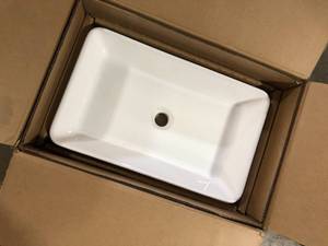 Glacier Bay 21.6 in. Ceramic Rectangular Vessel Bathroom Sink in White  Customer Returns See Pictures