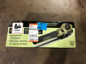 Green Machine 62V Cordless Axial Blower Variable Speed Brushless Motor, 123 MPH Max air speed, 655 CFM, 4 Ah Battery & Rapid Charger Customer Returns See Pictures