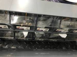 lot 63 image: 10 BINS WITH ASSORTED BRASS ITEMS