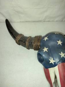 lot 251 image: American Flag Faux Skull Horns Wall Sculpture