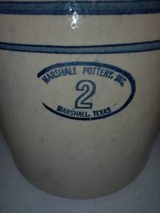 lot 282 image: Vintage Marshall Pottery 2 Gallon Crock