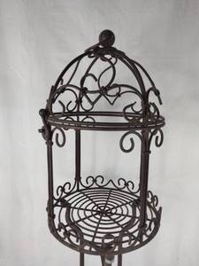 lot 297 image: Beautiful Decorative Outdoor Iron Floor Bird Cage with Stand