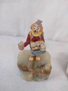 lot 325 image: (2) Signed DeMott Clown with Popcorn and Clown with Introducing Sign