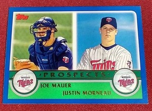 lot 26 image: 2003 Topps Joe MauerJustin Morneau Prospects Card