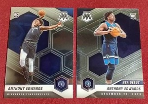 lot 82 image: (2) Mosaic Anthony Edwards Rookie Cards