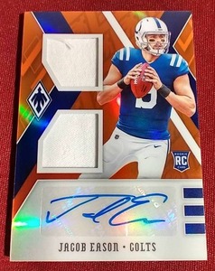 lot 87 image: 2020 Phoenix Jacob Eason Rookie Patch Autograph Card - #d50