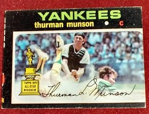lot 90 image: 1971 Topps Thurmon Munson Rookie Cup Card
