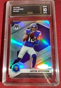 lot 135 image: 2021 Mosaic Justin Jefferson Silver Prizm - GMA 10