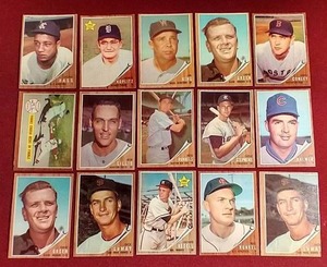 lot 150 image: (15) 1962 Topps Baseball Cards