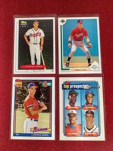 lot 156 image: (4) Chipper Jones ProspectRookie Cards