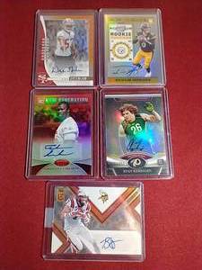 lot 166 image: (5) Autographed NFL Cards - 2 Numbered