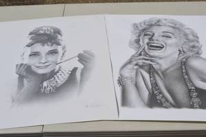 lot 184 image: 24 x 20 Art Prints Audrey Hepburn and Marilyn Monroe
