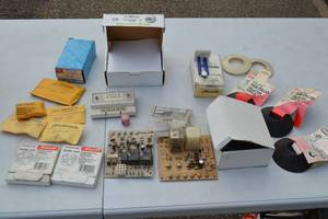 lot 56 image: Carry Over Orifice Kits, Varying Sizes ($200.00 Value), Q539a Round Thermostat Subbases (retail $15 each), 47-22827-03 - Rheem OEM Replacement Furnace Control Board (retail $190.00), and MORE