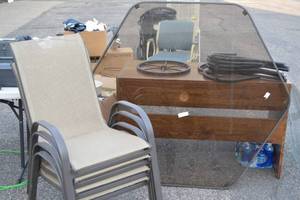 lot 118 image: Glass Table Assembly Required, with 4 Chairs
