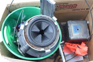 lot 13 image: Box of Scrap Metal Motors, Lead, Brass, Stainless Steel, Etc.