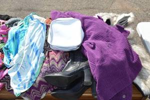 lot 256 image: Assorted Woments Clothes, Winter Jackets, Swimsuits, Size 8.5 Boots