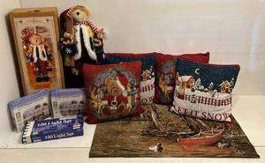 lot 23 image: Misc. Christmas Dcor Most NIB Including Grandeur Noel Collectors Edition 26 Teddy Bear Figure & More