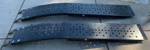 lot 29 image: Black Metal Folding Adjustable Loading Ramps (Very Nice) Each Ramp 14 X 90 And can adjust length smaller