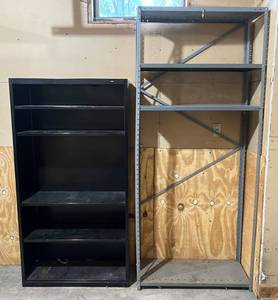 lot 42 image: Two Misc. Metal Storage Shelves 1 66T x 34 12W x 13c12D 1 85T x 37W x 15D