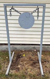 lot 67 image: Heavy Steel Gun Target (Great For Target Practice) 51T x 30 W With 12 Dia. Steel Plate Target