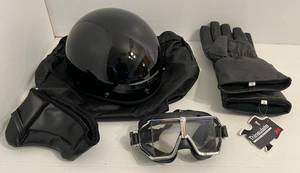 lot 106 image: Misc. Motorcycle Items Including Fulmer AF-10 Helmet, Real Leather Thinsulate Riding Gloves NWT And More
