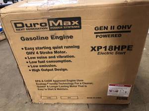 lot 7 image: DuroMax XP18HPE 440cc RecoilElectric Start Gas Powered 50 State Approved, Multi-Use Engine, XP18HPE, Blue
