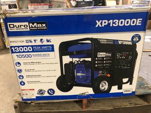 lot 8 image: DuroMax XP13000E 20HP Gas Push Button Start Portable Generator Costumer Returns See Pics