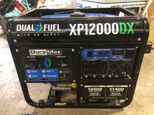 lot 11 image: DuroMax XP12000DX 12,000-Watt9,500-Watt 457cc Electric Start Dual Fuel Portable Generator wCO Alert,BlackBlue