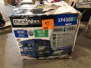 lot 19 image: DuroMax XP4500iH 4500-Watt 223cc Dual Fuel Digital Inverter Hybrid Portable Generator, BlackBlue Costumer Returns See Pics
