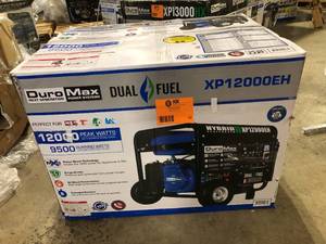lot 22 image: DuroMax XP12000EH Generator-12000 Watt Gas or Propane Powered Home Back Up & RV Ready, 50 State Approved Dual Fuel Electric Start Portable Generator, Black and Blue