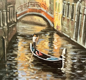 lot 78 image: Original Oil on Canvas Venice Scene Painting
