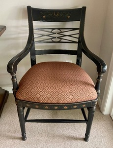 lot 89 image: Vintage Regency Style Hand Painted Arm Chair