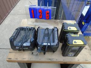 Kobalt 80 volt batteries & chargers. For parts or repair. No charge. As shown.