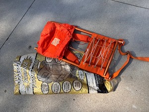 lot 9 image: Vintage Bonanza Nylon Hiking Backpack with Frame Trail - Blaze Orange