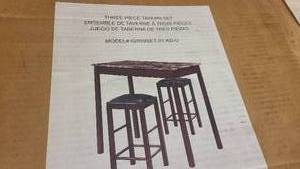 Three Piece Tavern Set 1 Table and 2 Stools flat packed