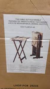 Faux Marble Tray Table Set