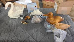 Collection of duck and fowl figurines