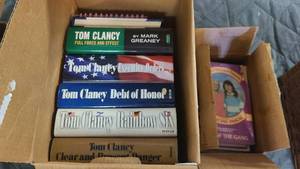 Collection of Tom Clancy and vintage paper back books