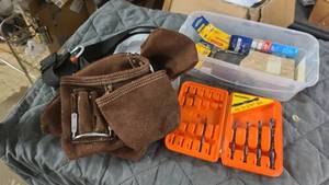Leather tool belt and household tools