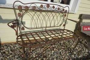 lot 168 image: Metal Flower and Leaf wire bench