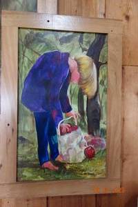 lot 207 image: Custom Girl picking apples painting