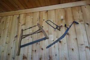 lot 241 image: Antique tooling on wall as shown