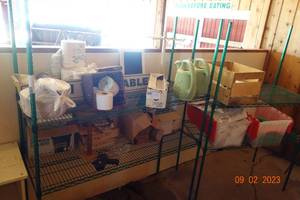 lot 237 image: Supplies  contents only on wire racking
