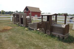 lot 33 image: Wooden Train Play Set 4 Pieces