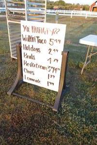 lot 281 image: Food Swinging Double Sided Sign