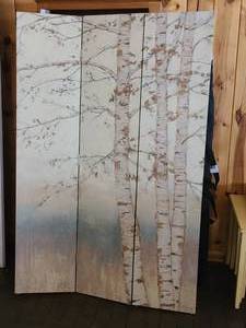 lot 337 image: Trifold Birch Tree Painted Door. Both sides